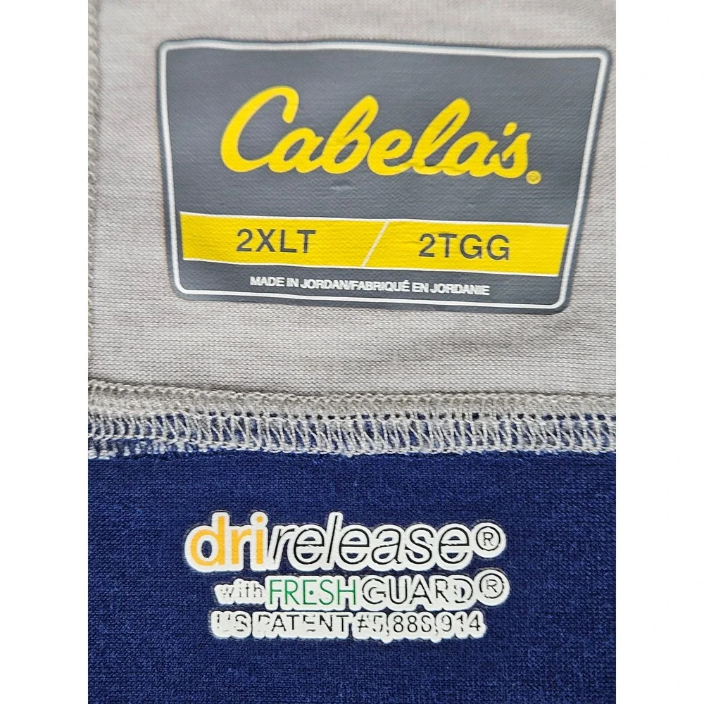 Cabelas Drirelease FreshGuard Performance T-Shirt Mens 2XLT Blue Gray 90-6433